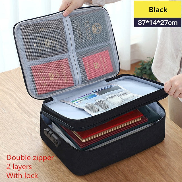 Document Bag Large Capacity Travel Passport Wallet Card Organizer Men&#39;s Business Waterproof Storage Pack Home Accessories Item - H Style Black / China