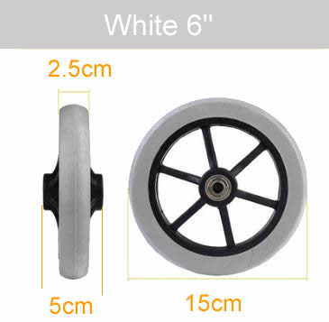 Wheelchair Front wheel universal wheel, Polyurethane Solid tire,Wear-resistant,6 inch 7 inch 8 inch wheelchair accessories - 6inch White