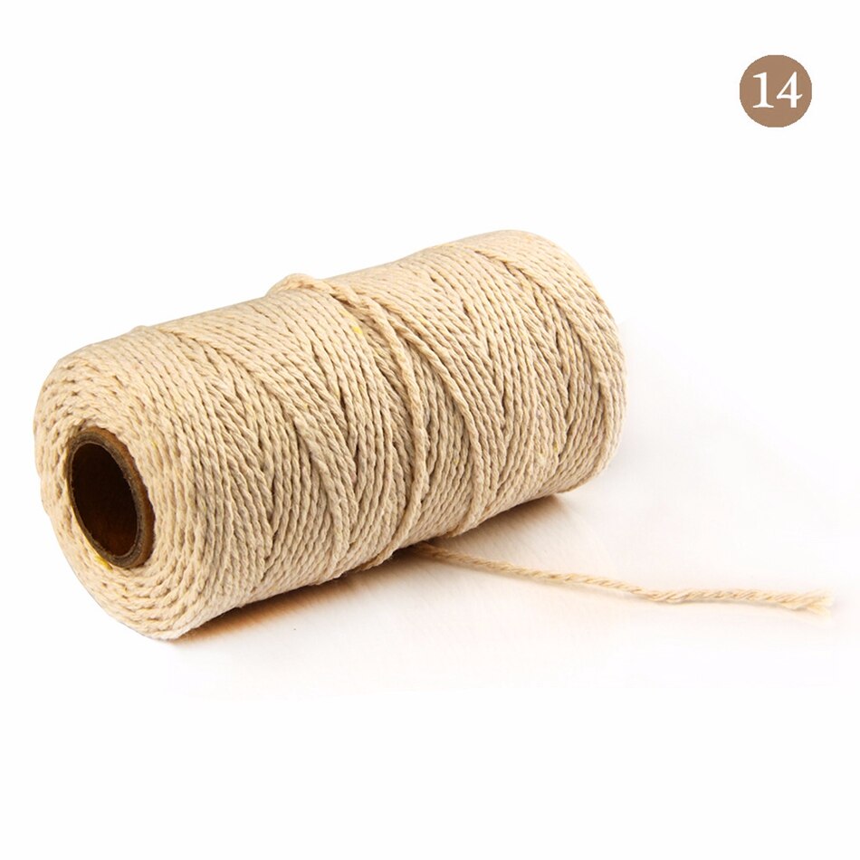 2mm 100M Colorful Thread Cord Handmade Crafts DIY Beige Twisted Cotton Macrame Cord Twine Rope String Home Textile Decoration - 14 Beige