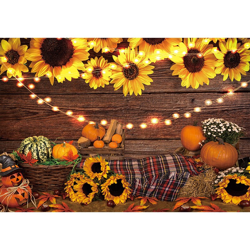 Allenjoy sunflower Photography Backdrop Newborn Child fence Smash cake Baby Shower summer background Photo studio photobooth - YM3D-A4357 / Econ Vinyl 180x270CM