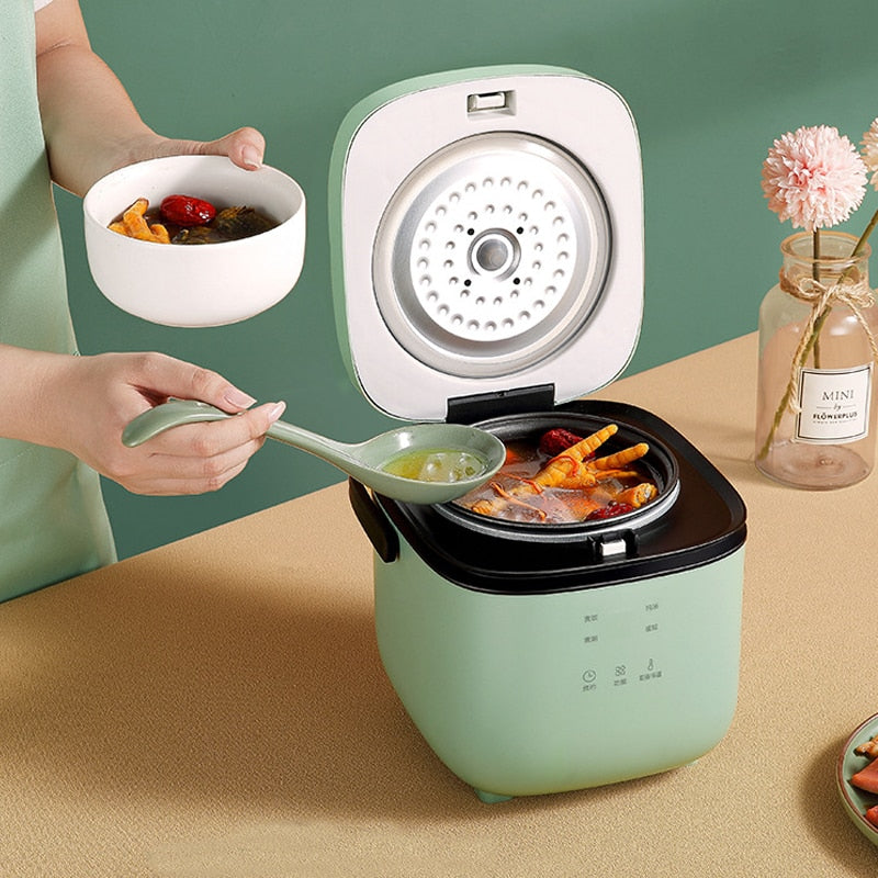 1.2L New Mini Rice Cooker Small 1-2 Person Rice Cooker Household Single Kitchen Small Household Appliances WIth Handle EU Plug - intelligent Green / United States / 220V|EU
