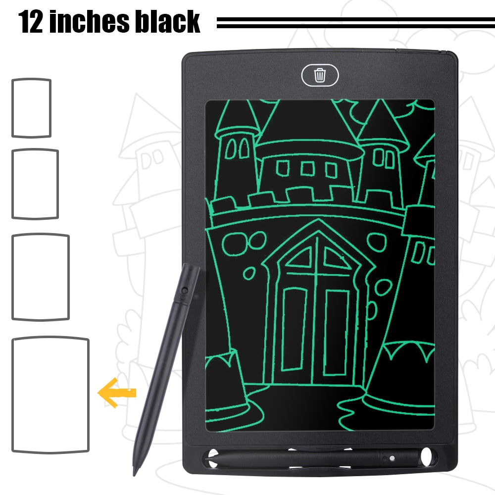 6.5/8.5/10/12 inch LCD Drawing Tablet For Children&#39;s Toys Painting Tools Electronics Writing Board Boy Kids Educational Toys - Russian Federation / 12 inch Black