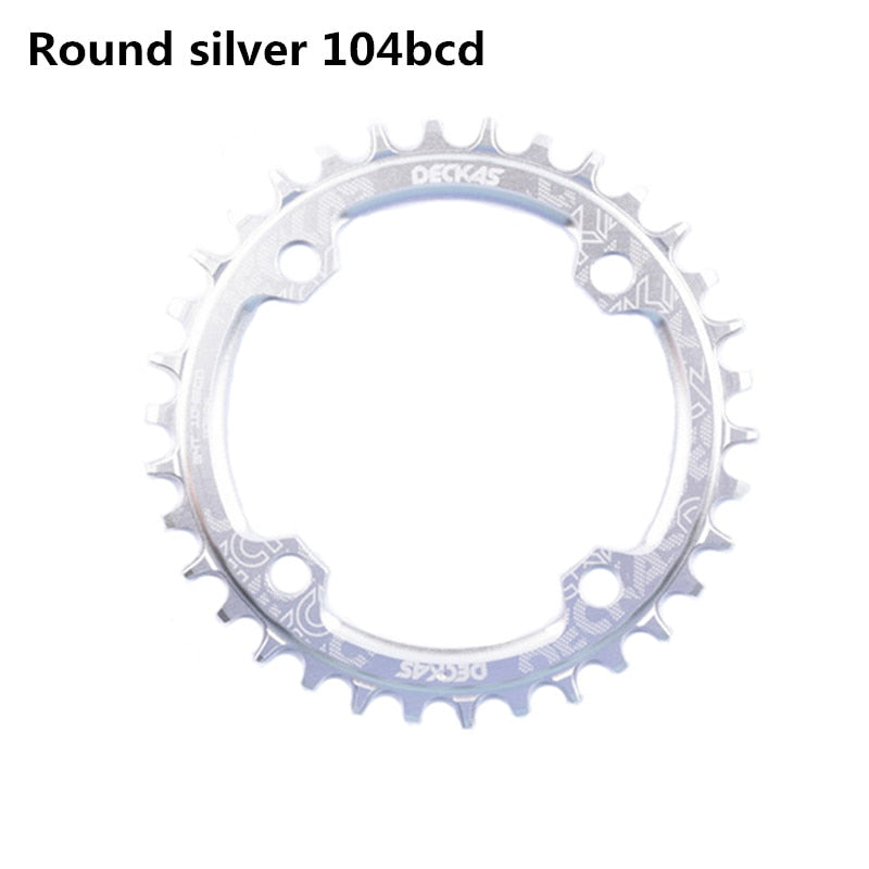 Deckas 104BCD Round Narrow Wide Chainring MTB Mountain bike bicycle 104BCD 32T 34T 36T 38T crankset Tooth plate Parts 104 BCD - silver / 34T