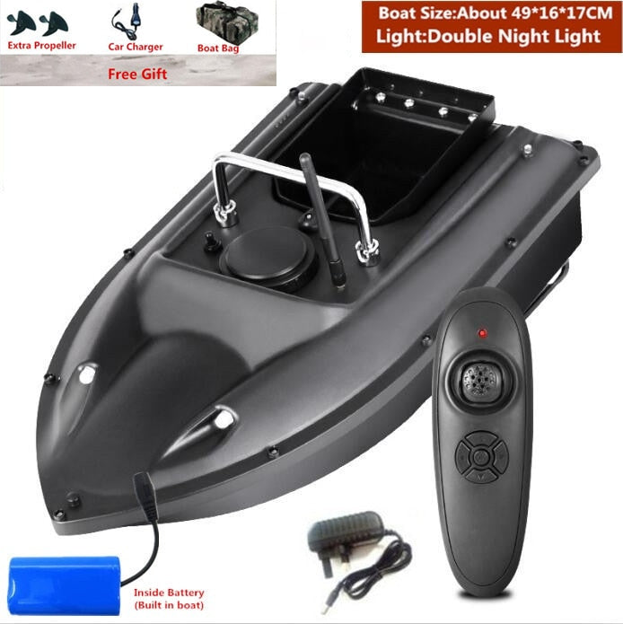 Smart Fixed Speed Cruise Radio Remote Control Fishing Bait Boat 1.5KG 500M Dual Night Light Lure Fishing RC Bait Boat Fishing - UK Plug 1 Battery / China