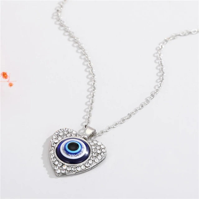 Vintage Turkish Evil Eye Pendant Choker Necklace Lucky Blue Evil Eyes Clavicle Chain Necklace Party Jewelry For Women Girls Gift - Style 19