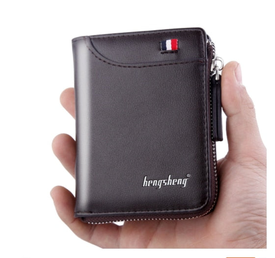 Vintage Men Leather Wallet Brand Luxury Short Slim Male Purses Money Clip Credit Card Holder Portomonee Carteria - coffee 01
