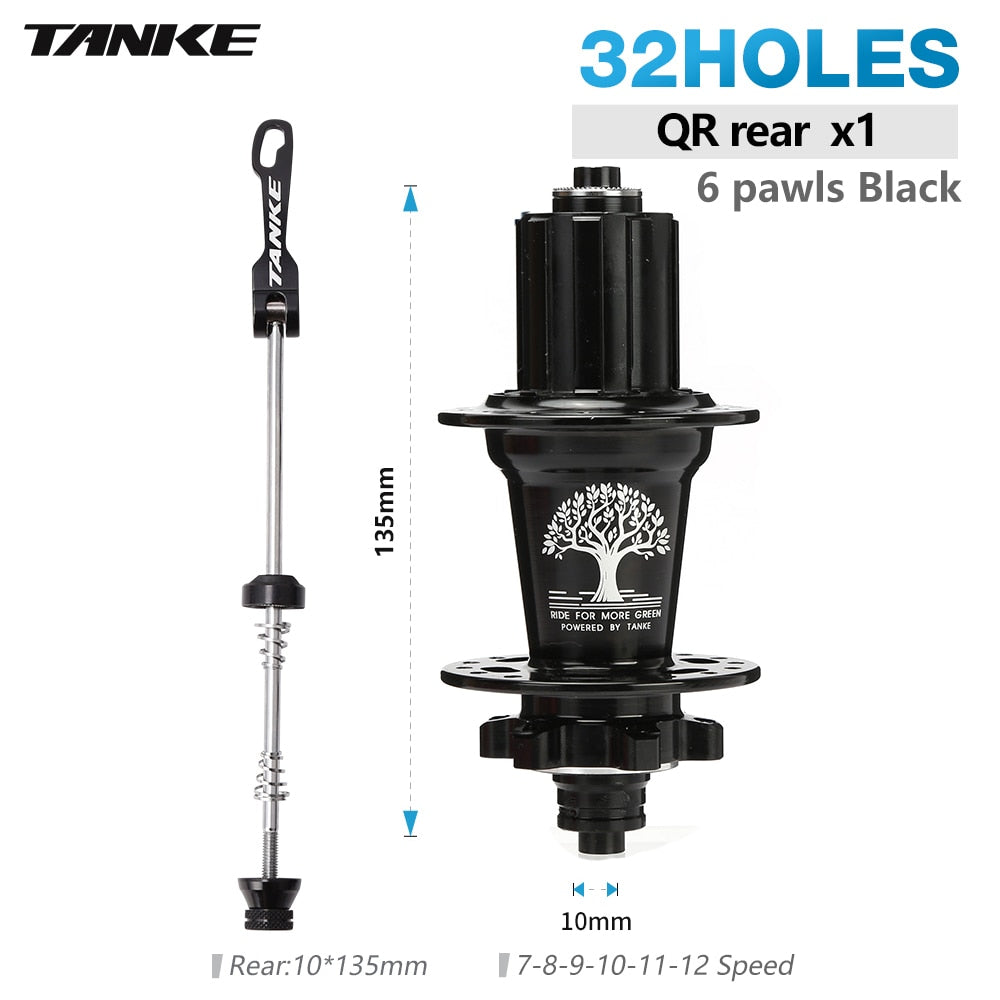 TANKE 32 36 holes MTB bike hub 6 pawls 6 bearing 120 clicks cassette flywheel 7-12 speed 6 nail disc brake hubs bicycle parts - 30 32H QR R black / China