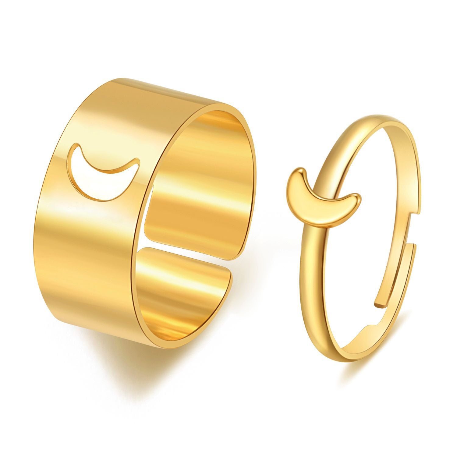 LATS Vintage Simple Animal Butterlfly Star Moon Heart Flame Open Rings for Women Girls Gothic Jewelry Punk Black Couple Ring Set - 99471