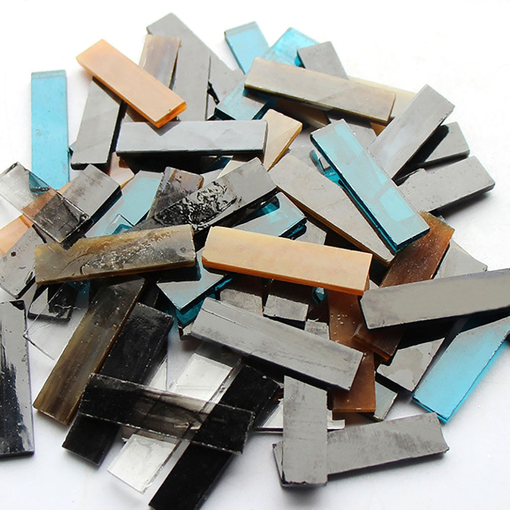 Mixed Color 1 X 4 Cm Square Stained Glass Strip Clear Glass Mosaic Pieces DIY Mosaic Tiles Hobbies Art Crafts Material 100g - 5
