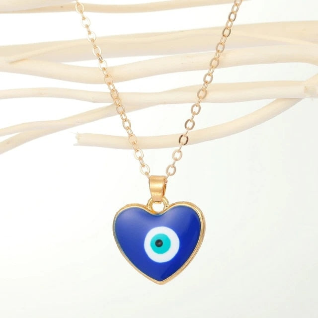 Vintage Turkish Evil Eye Pendant Choker Necklace Lucky Blue Evil Eyes Clavicle Chain Necklace Party Jewelry For Women Girls Gift - Style 21