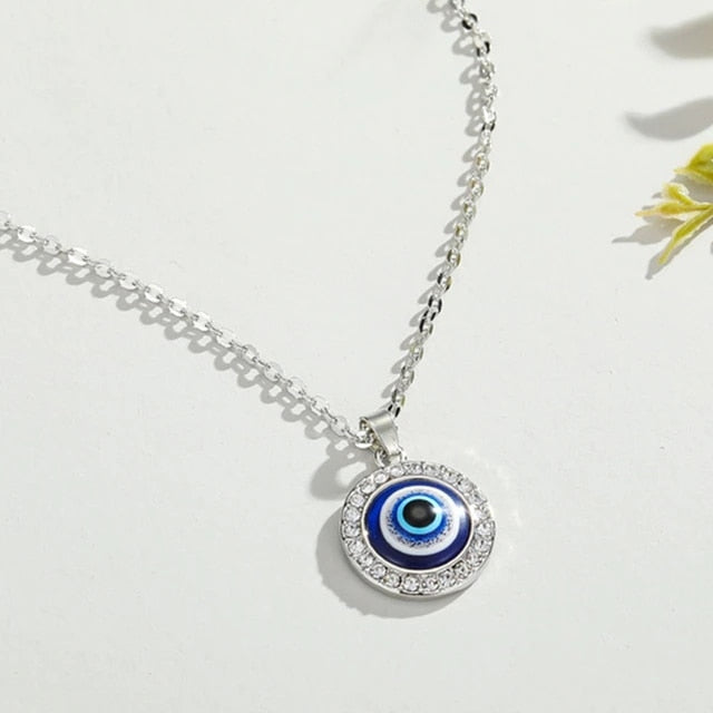 Vintage Turkish Evil Eye Pendant Choker Necklace Lucky Blue Evil Eyes Clavicle Chain Necklace Party Jewelry For Women Girls Gift - Style 17