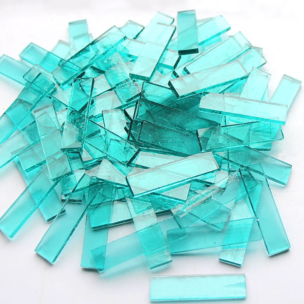 Mixed Color 1 X 4 Cm Square Stained Glass Strip Clear Glass Mosaic Pieces DIY Mosaic Tiles Hobbies Art Crafts Material 100g - 16
