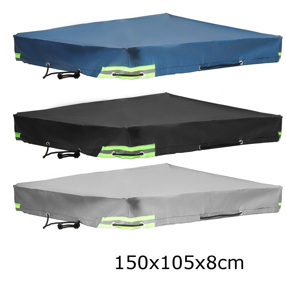 150-260cm Winter 600D Trailer Cover Auto Roof Tent Heavy Duty PVC Dustproof Waterproof Protector Cover Travel Camping Canopy - 150x105x8cm / black / CN