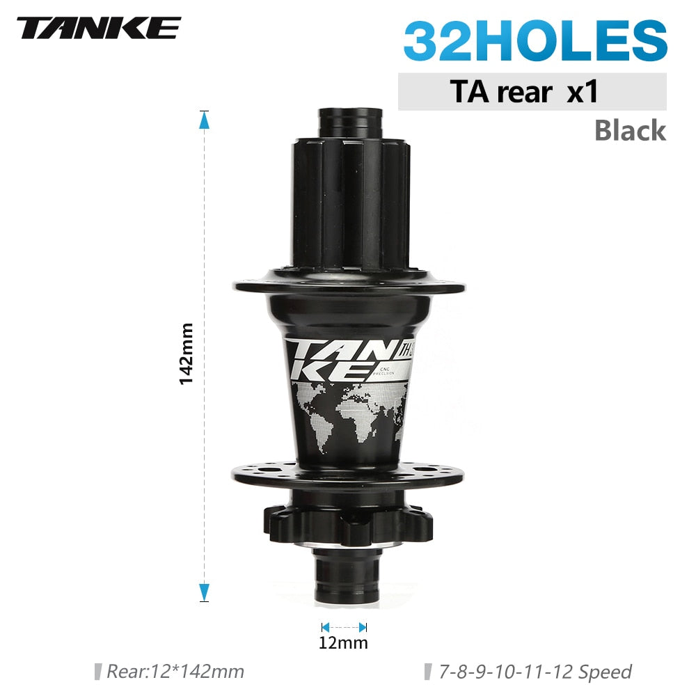TANKE 32 36 holes MTB bike hub 6 pawls 6 bearing 120 clicks cassette flywheel 7-12 speed 6 nail disc brake hubs bicycle parts - 24 32H TA R black / China