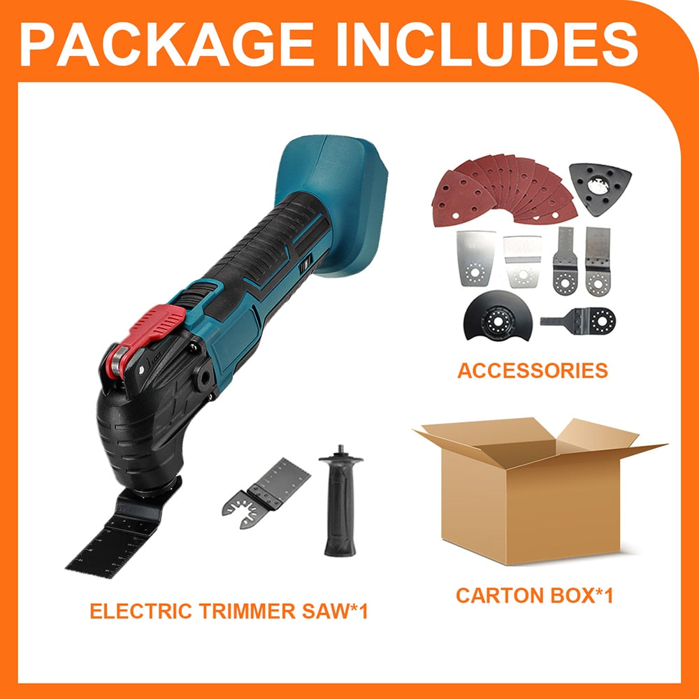 Electric Cordless Oscillating Multitools Machine Multi-function Trimmer Saw Renovator Power Multi-Tool for Makita 18V Battery - with 18 Accessories / Russian Federation