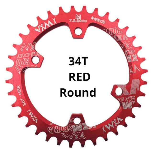 VXM Round Oval 96BCD Chainring MTB Mountain BCD 96 bike 30T 32T 34T 36T 38T crankset Tooth plate Parts for M7000 M8000 M9000 - Red 34T Round