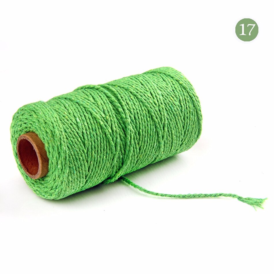 2mm 100M Colorful Thread Cord Handmade Crafts DIY Beige Twisted Cotton Macrame Cord Twine Rope String Home Textile Decoration - 17 Green