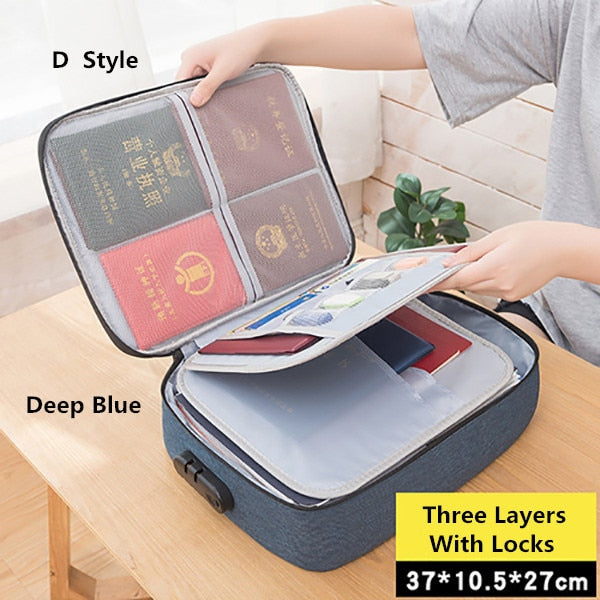 Document Bag Large Capacity Travel Passport Wallet Card Organizer Men&#39;s Business Waterproof Storage Pack Home Accessories Item - D Style Navy / Russian Federation