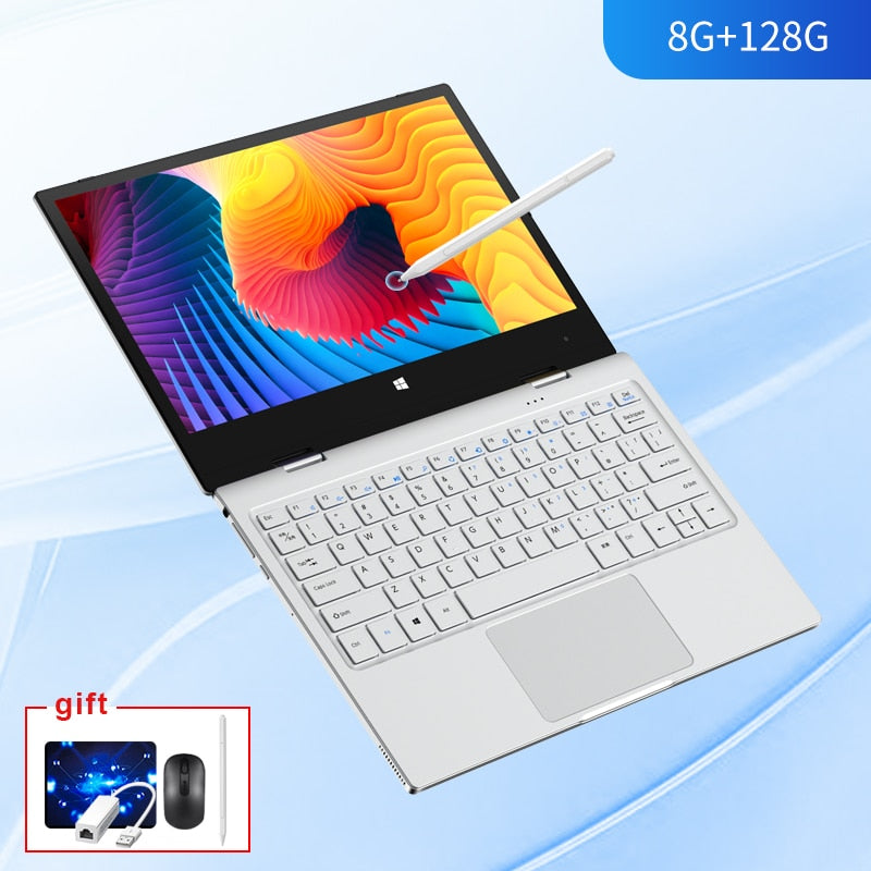 Tablet Laptop 2 in 1 Notebook Computer 360Â° Rotation PC 8GB DDR4 N4120 Ultra Thin Netbook Type-C 11.6 Portable PC Touch Screen - Silver8G128G / UK