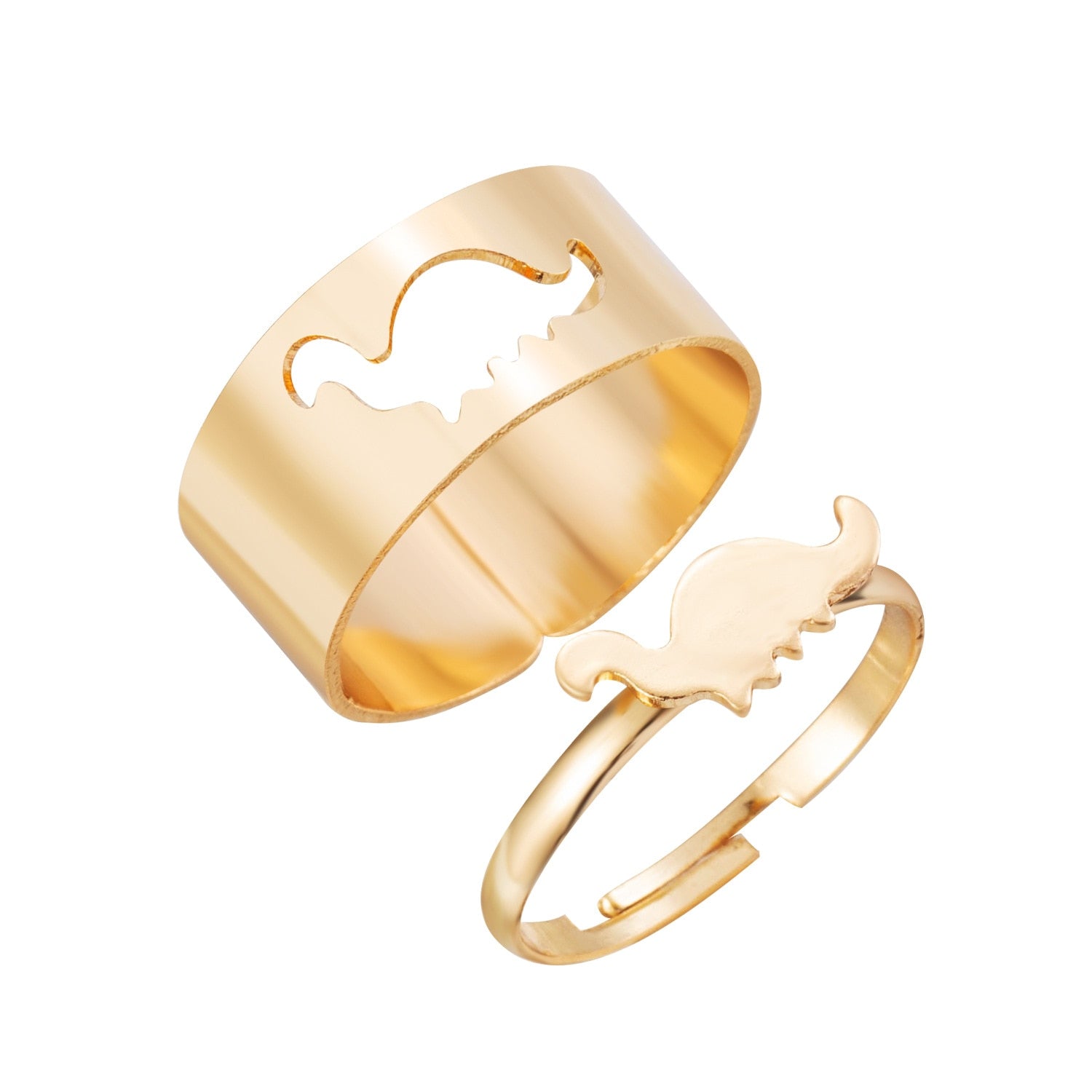 LATS Vintage Simple Animal Butterlfly Star Moon Heart Flame Open Rings for Women Girls Gothic Jewelry Punk Black Couple Ring Set - 99483