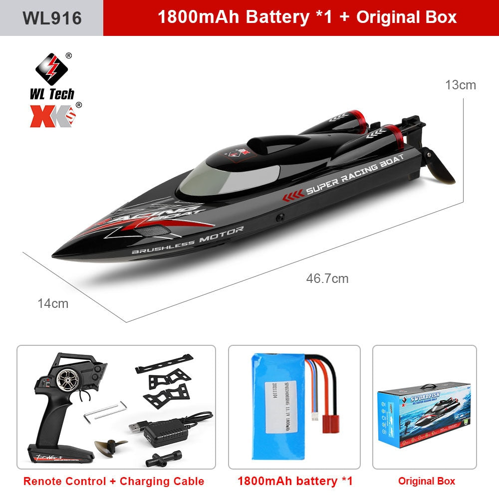 WLtoys WL916 WL915-A RC Boat 2.4Ghz 55KM/H Brushless High Speed Racing Boat Model Remote Control Speedboat Children RC Toys - WL916 60KM 1B