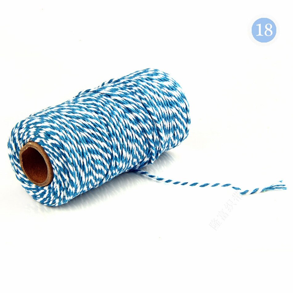 2mm 100M Colorful Thread Cord Handmade Crafts DIY Beige Twisted Cotton Macrame Cord Twine Rope String Home Textile Decoration - A18 blue white