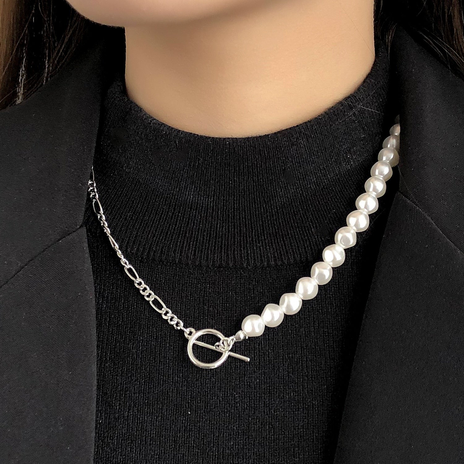 Vintage Style Simple 6MM Pearl Chain Choker Necklace For Women Wedding Love Shell Pendant Necklace Fashion Jewelry Wholesale - DJ-867