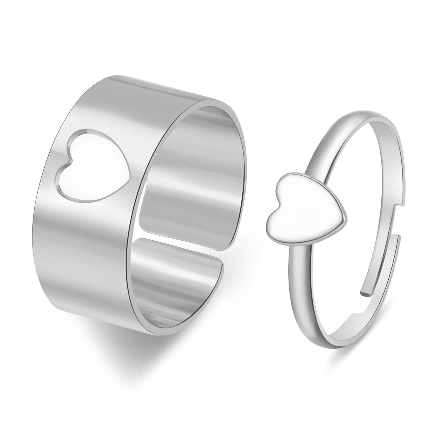 LATS Vintage Simple Animal Butterlfly Star Moon Heart Flame Open Rings for Women Girls Gothic Jewelry Punk Black Couple Ring Set - 99476