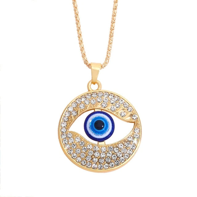 Vintage Turkish Evil Eye Pendant Choker Necklace Lucky Blue Evil Eyes Clavicle Chain Necklace Party Jewelry For Women Girls Gift - Style 6