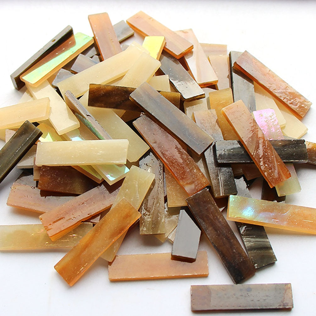 Mixed Color 1 X 4 Cm Square Stained Glass Strip Clear Glass Mosaic Pieces DIY Mosaic Tiles Hobbies Art Crafts Material 100g - 8