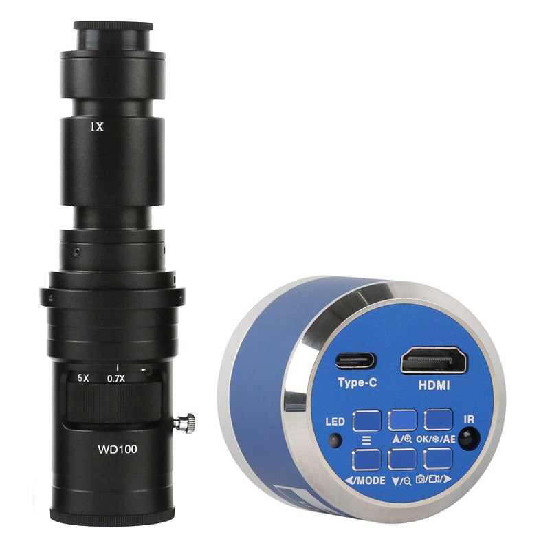 12MP 4K UHD HDMI Industry Video Microscope Camera Zoom Cmount Lens For Machine PCB Board CPU Repair Soldering Measurement - With 500X Lens