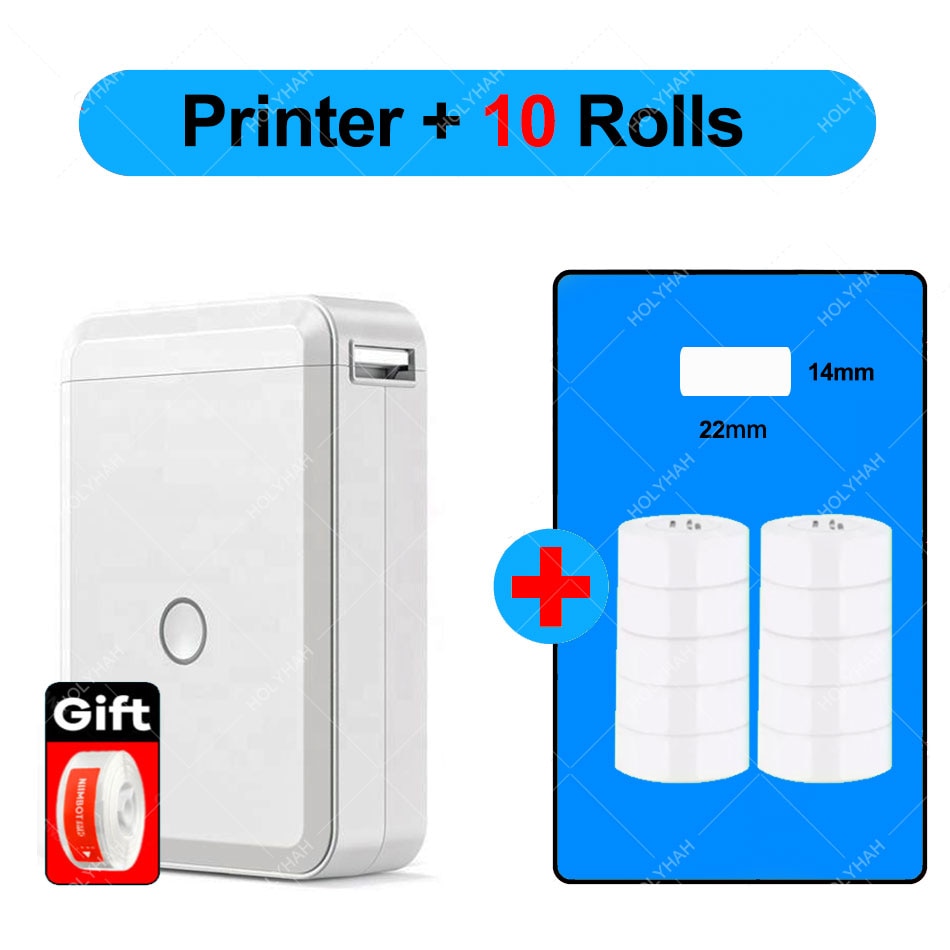 NiiMbot D110 Portable Label Maker Wireless Label Printer Tape Included Multiple Templates Available for Phone  Office Home - D110  10 Rolls 1422 / China