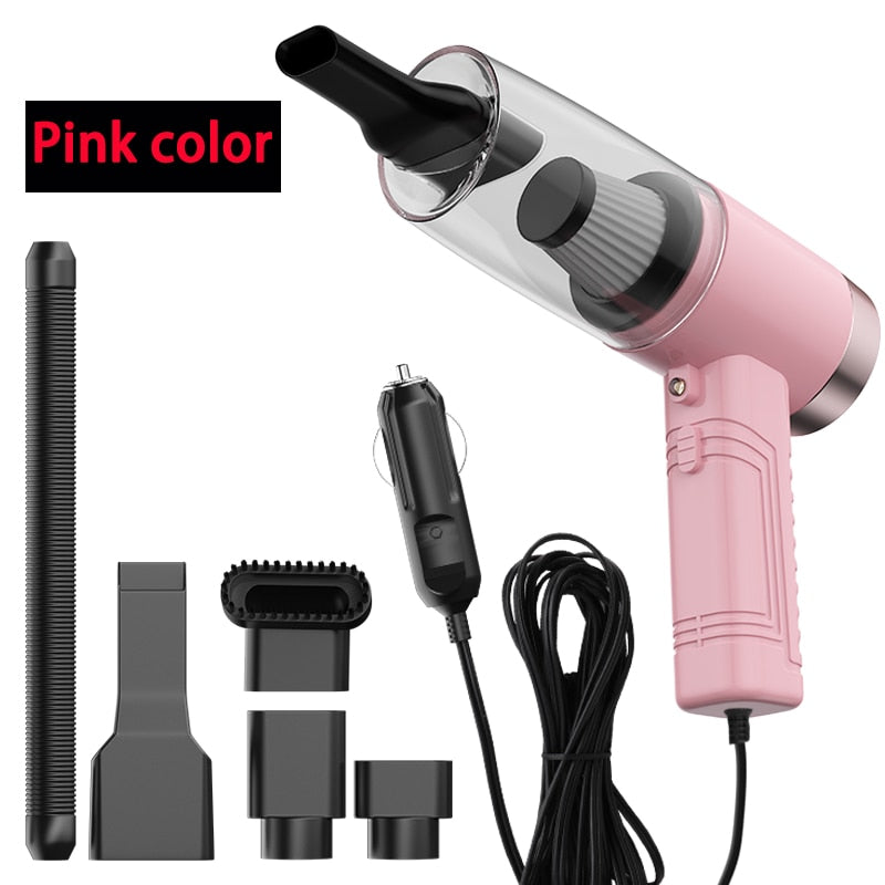 Handheld Wireless Car vacuum cleaner PortableHigh Powerful Cyclone auto vacume cleaner Wet And Dry Cleaner for Car Home Pet Hair - SPAIN / wired Pink