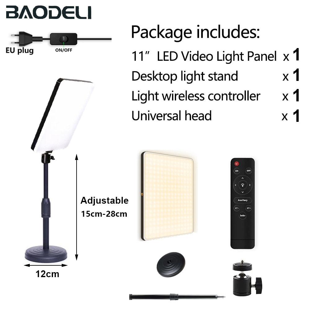 LED Fill Lamp Video Light Panel Bi-color 2700k-5700k Photography Lighting Live Stream Photo Studio Light With Stand EU Plug - MINI Table stand / Russian Federation