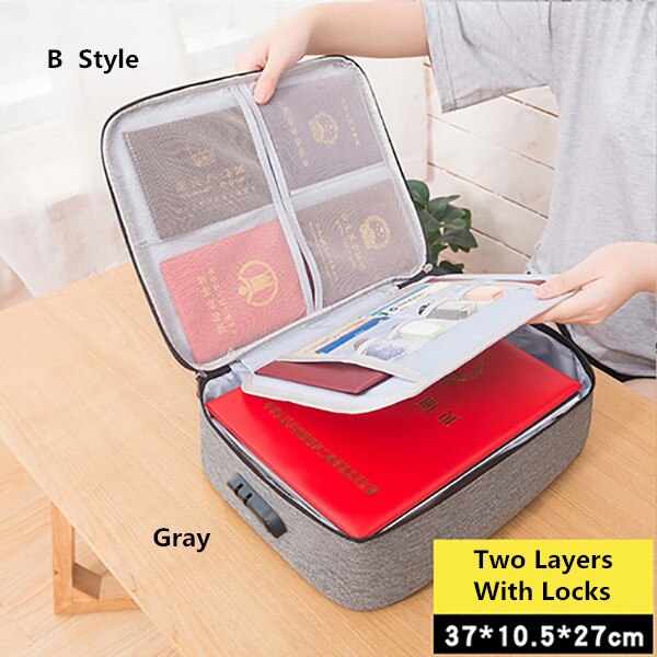 Document Bag Large Capacity Travel Passport Wallet Card Organizer Men&#39;s Business Waterproof Storage Pack Home Accessories Item - B Style Gray / China