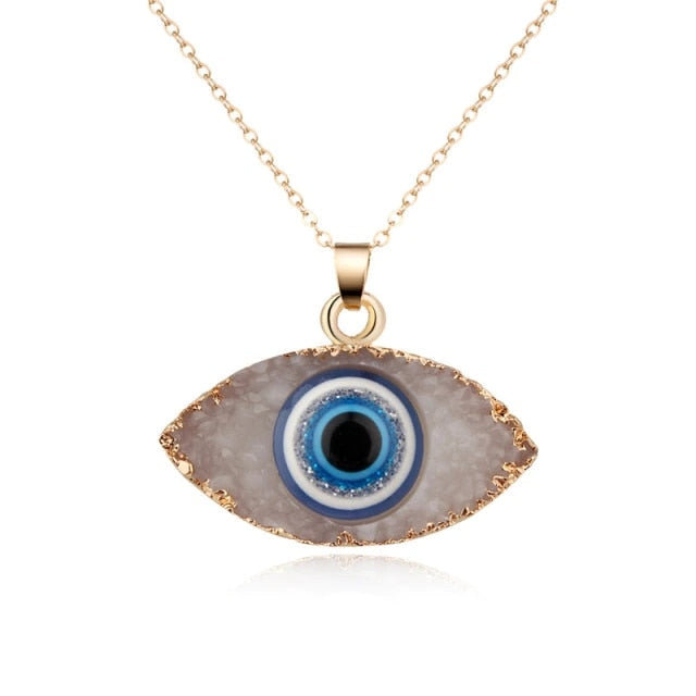 Vintage Turkish Evil Eye Pendant Choker Necklace Lucky Blue Evil Eyes Clavicle Chain Necklace Party Jewelry For Women Girls Gift - Style 8