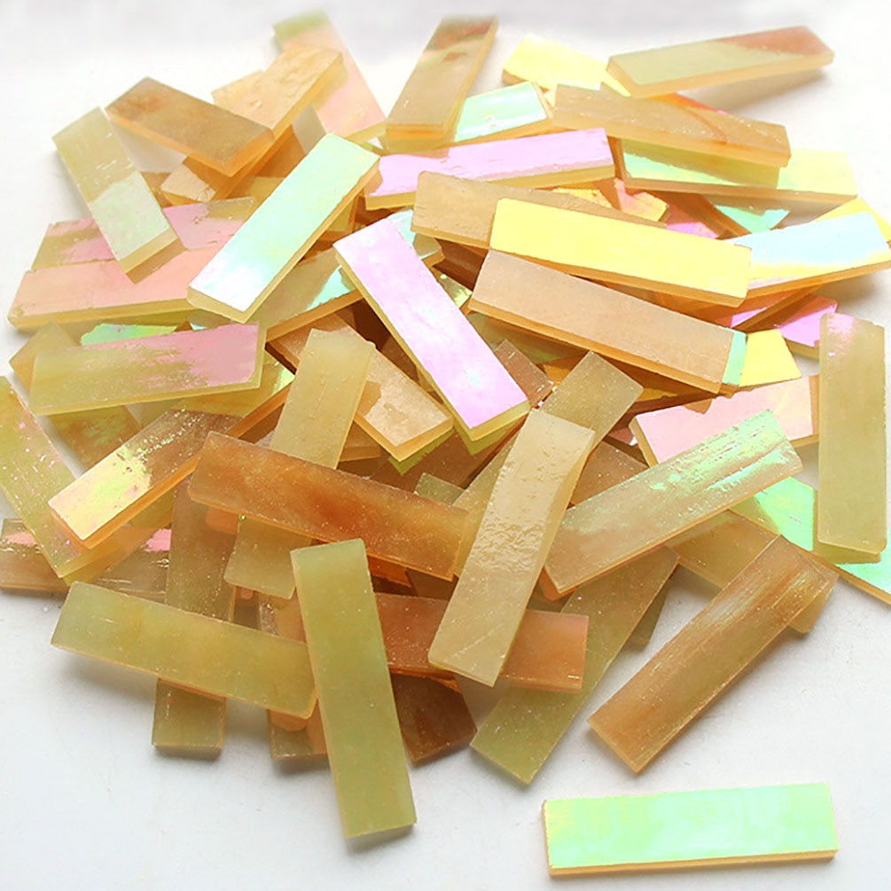 Mixed Color 1 X 4 Cm Square Stained Glass Strip Clear Glass Mosaic Pieces DIY Mosaic Tiles Hobbies Art Crafts Material 100g - 24