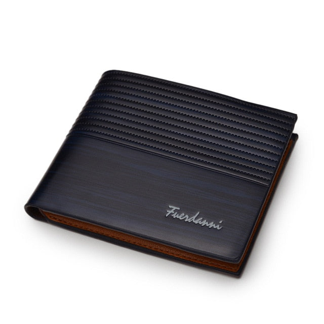 Vintage Men Leather Wallet Brand Luxury Short Slim Male Purses Money Clip Credit Card Holder Portomonee Carteria - Blue