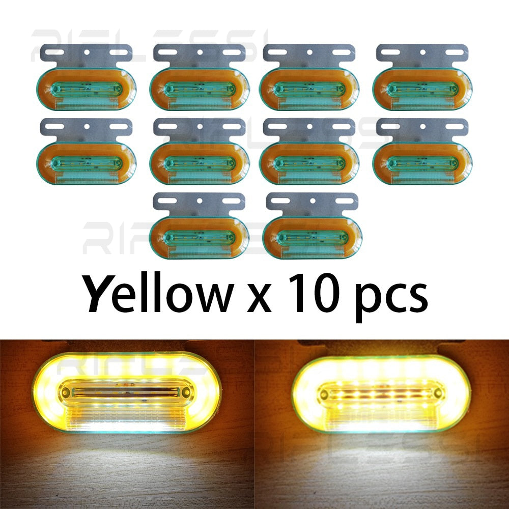 10 x LED Trailer Clearance Lights 12V 24V Marker Lights For Trucks Side Lights Amber Red White Blue Green Lanterns For Trailers - Amber / 12V