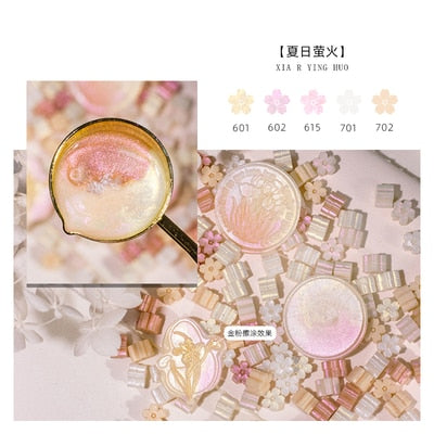 Mixed Glitter Sakura Wax Seal Stamp Beads DIY Cherry Blossom Sealing Bead Stamps Envelope Wedding Art Hobby Card Gift Invitation - F