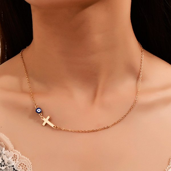 Vintage Turkish Evil Eye Pendant Choker Necklace Lucky Blue Evil Eyes Clavicle Chain Necklace Party Jewelry For Women Girls Gift - Style 33