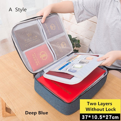 Document Bag Large Capacity Travel Passport Wallet Card Organizer Men&#39;s Business Waterproof Storage Pack Home Accessories Item - A Style Navy / China