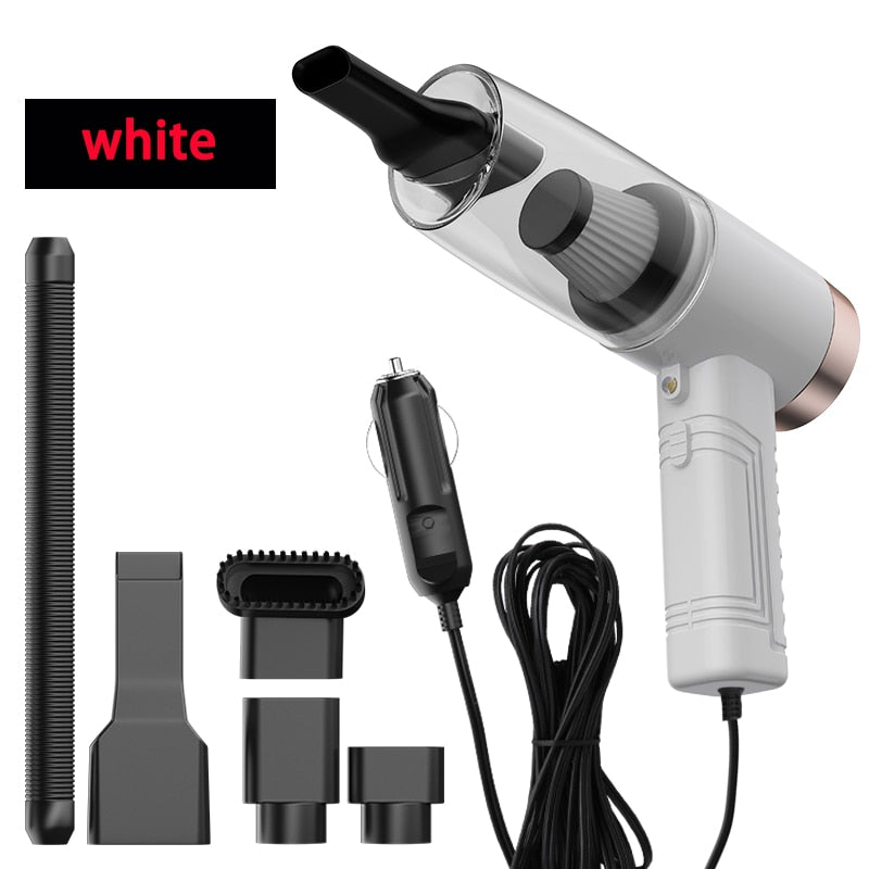 Handheld Wireless Car vacuum cleaner PortableHigh Powerful Cyclone auto vacume cleaner Wet And Dry Cleaner for Car Home Pet Hair - Russian Federation / wired white
