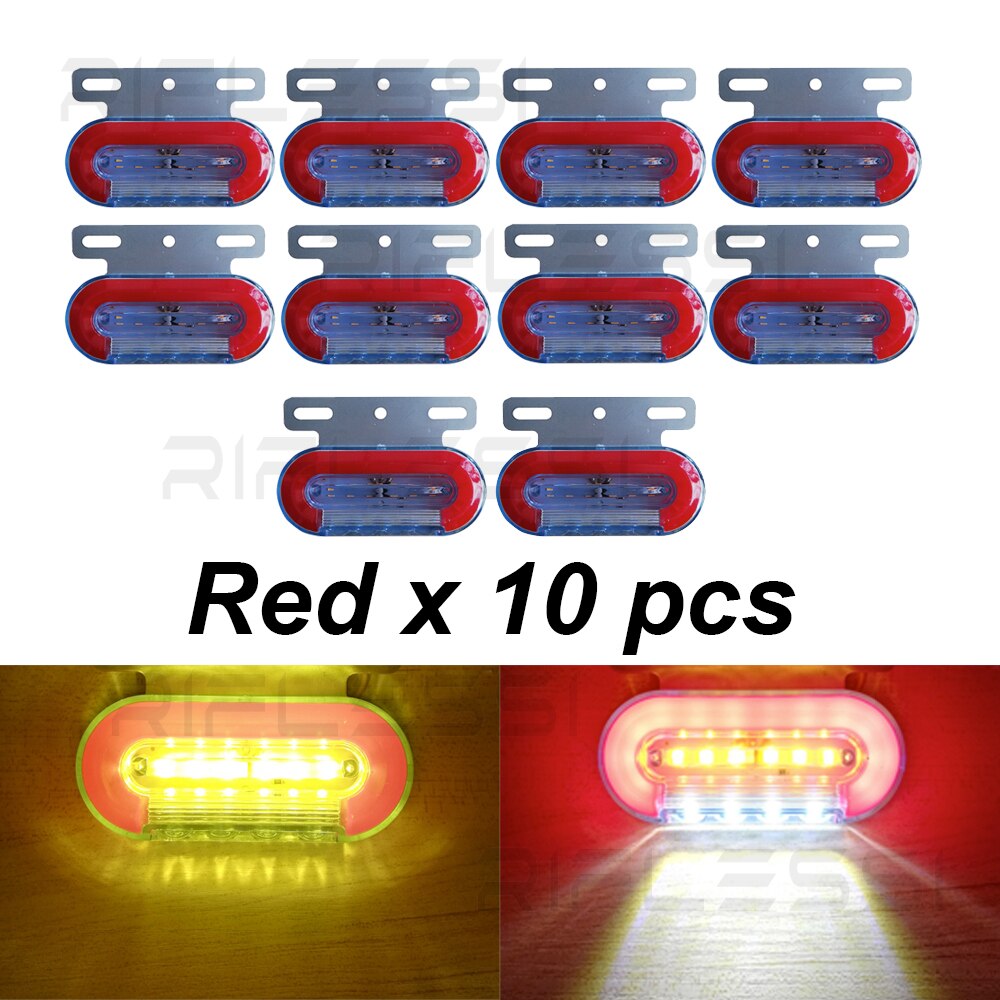 10 x LED Trailer Clearance Lights 12V 24V Marker Lights For Trucks Side Lights Amber Red White Blue Green Lanterns For Trailers - Red / 24V
