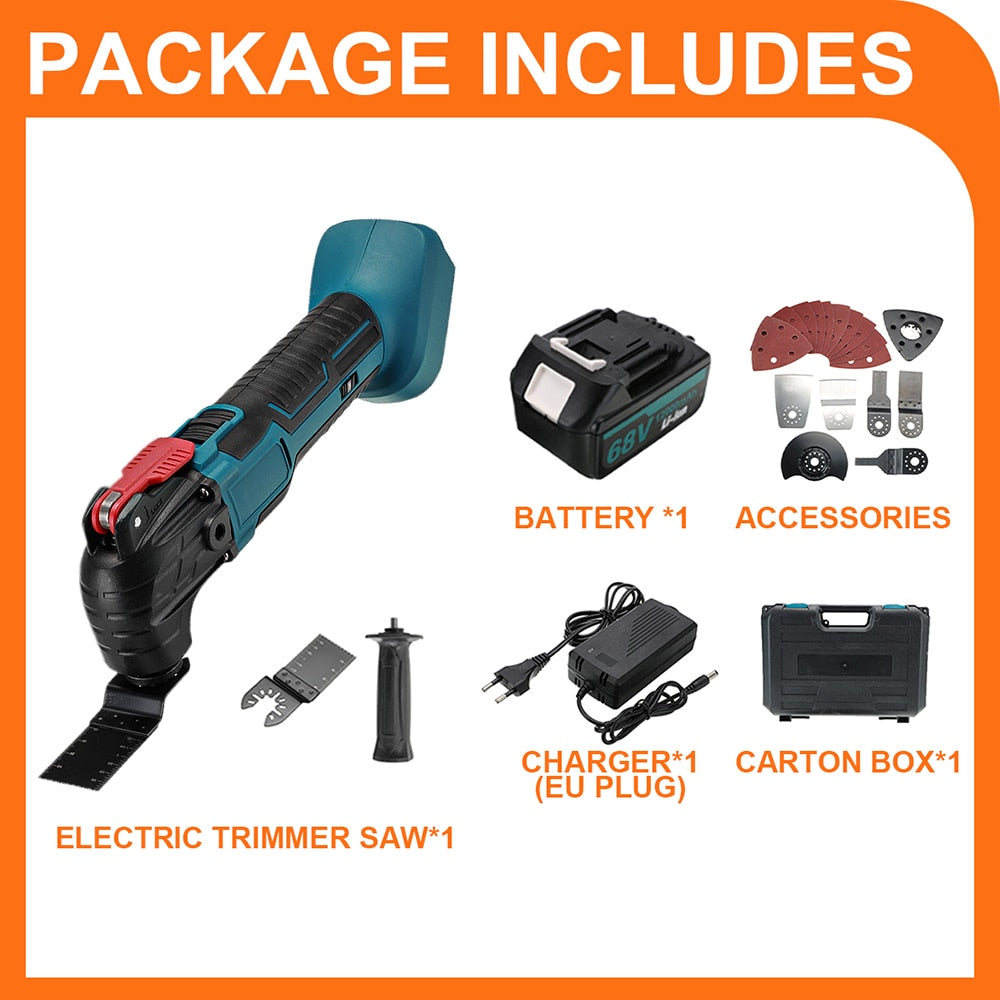 Electric Cordless Oscillating Multitools Machine Multi-function Trimmer Saw Renovator Power Multi-Tool for Makita 18V Battery - 1B x Accessories Box / China