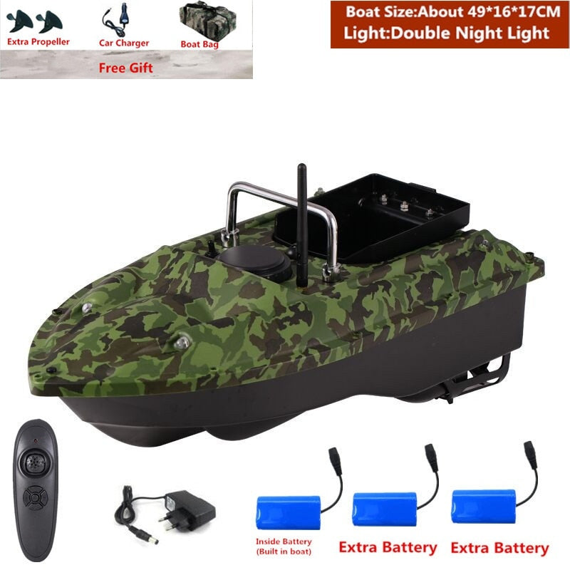 Smart Fixed Speed Cruise Radio Remote Control Fishing Bait Boat 1.5KG 500M Dual Night Light Lure Fishing RC Bait Boat Fishing - EU Plug 3 Battery 2 / China