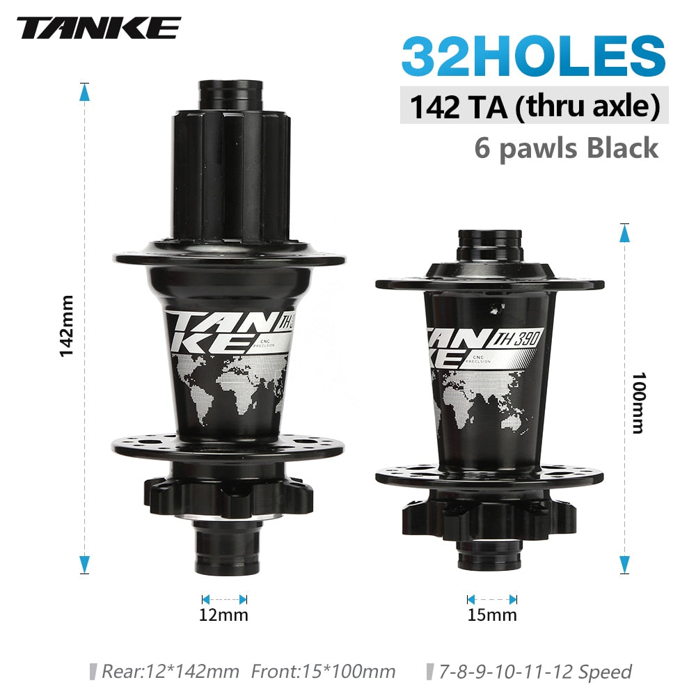 TANKE 32 36 holes MTB bike hub 6 pawls 6 bearing 120 clicks cassette flywheel 7-12 speed 6 nail disc brake hubs bicycle parts - 06 32H TA black / China