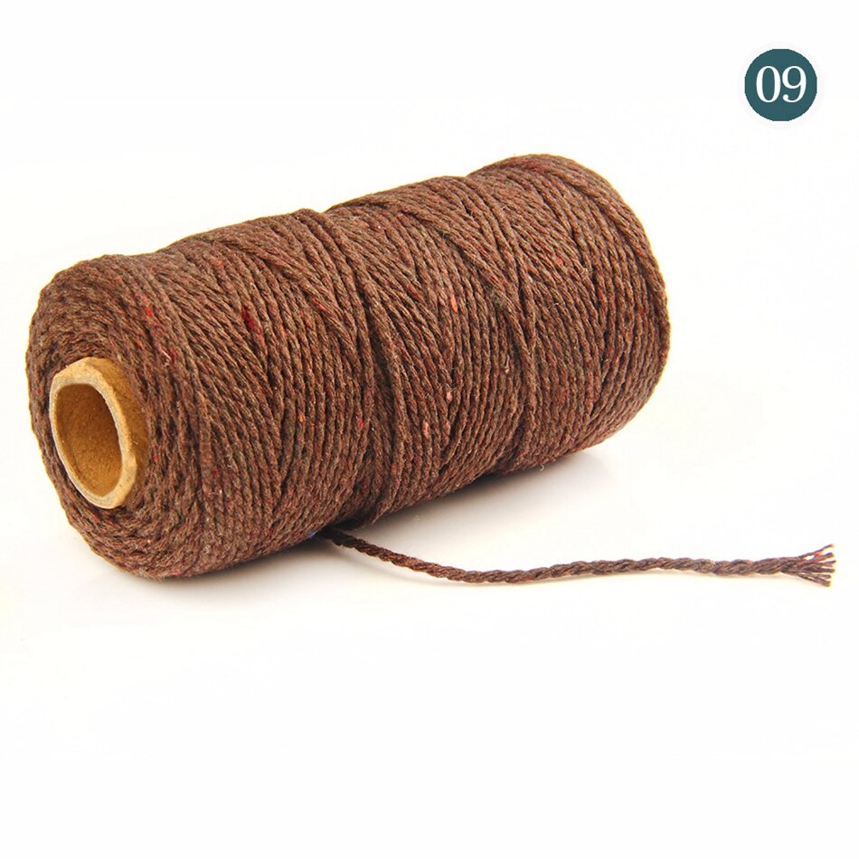 2mm 100M Colorful Thread Cord Handmade Crafts DIY Beige Twisted Cotton Macrame Cord Twine Rope String Home Textile Decoration - 09 coffee