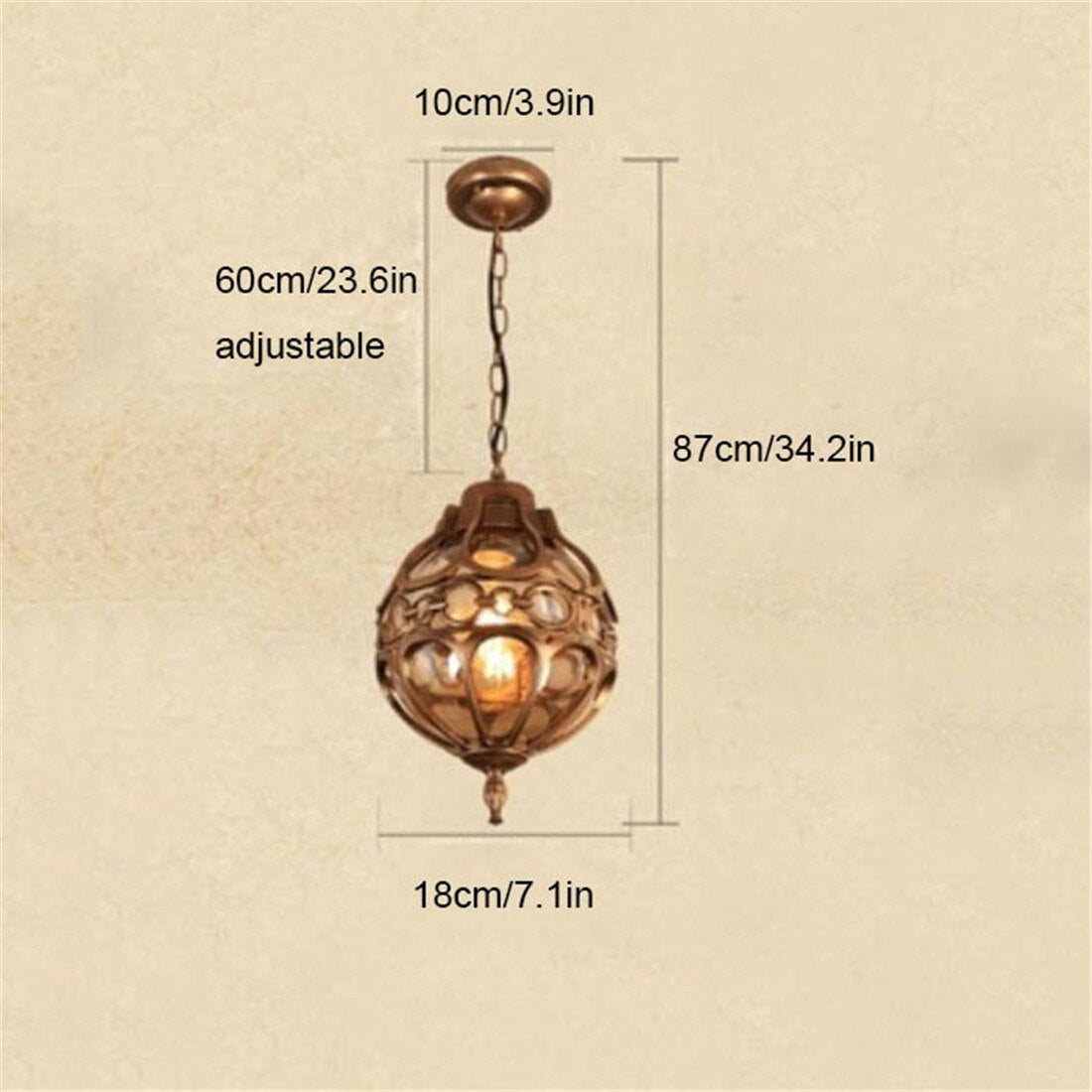 Vintage Outdoor Pendant Lights for Courtyard Garden Balcony Retro Europe Style Ceiling Pendant Lamp Yard Pathway Landscape Lamp - rustic D18cm small