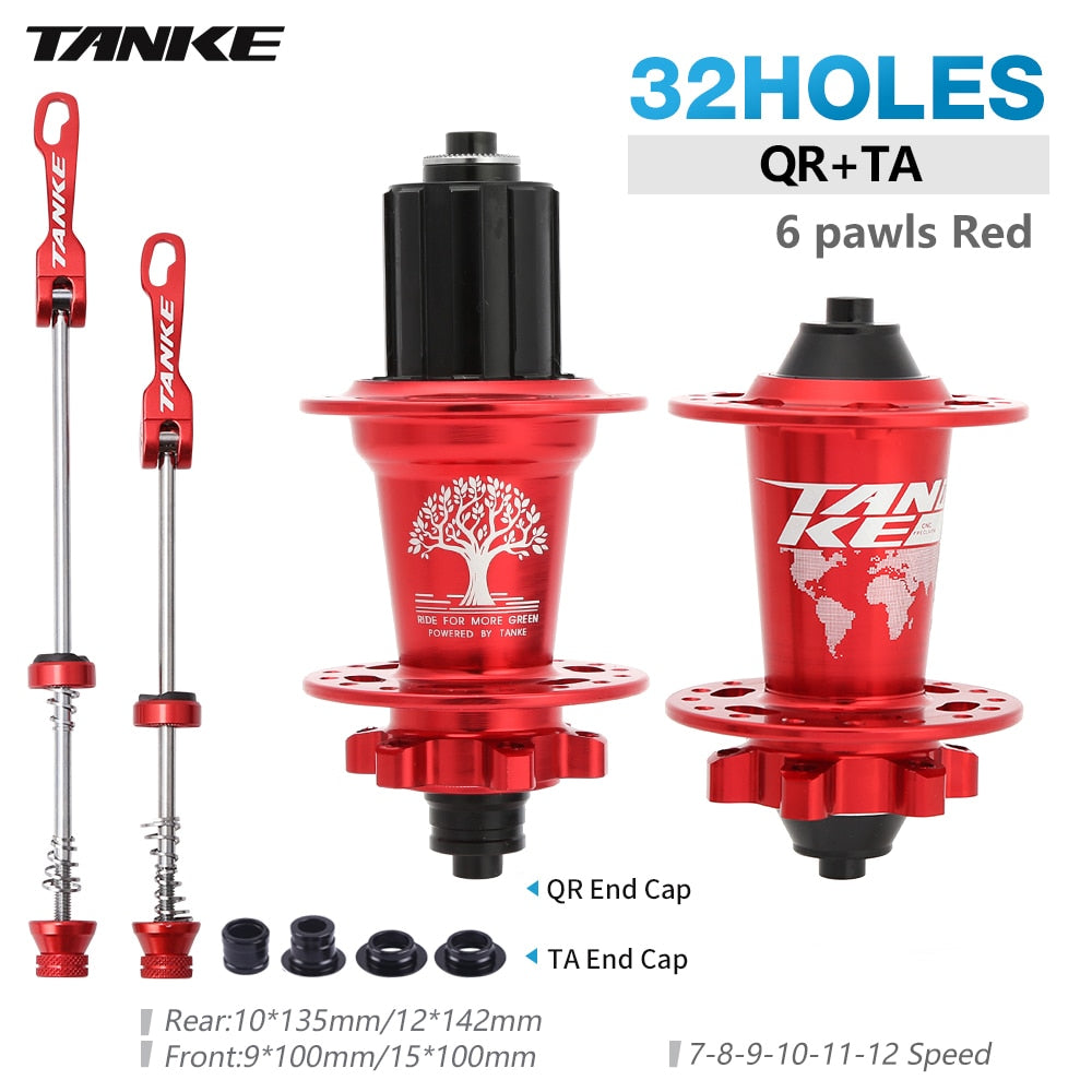 TANKE 32 36 holes MTB bike hub 6 pawls 6 bearing 120 clicks cassette flywheel 7-12 speed 6 nail disc brake hubs bicycle parts - 08 32H QR TA red / China
